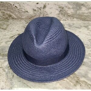 Gap Fedora Hat Blue Woven Straw S/M NWT Classic Summer Style